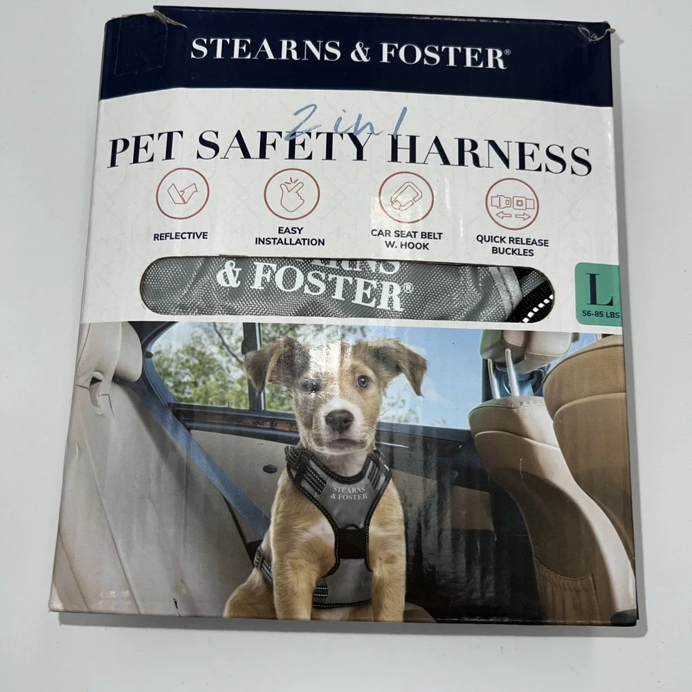 STEARNS &‎ FOSTER 2 In 1 PET SAFETY HARNESS NEW SZ LARGE (56-85 Lbs)
